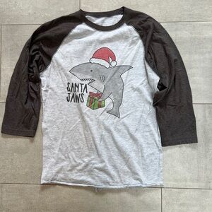 Kids Santa Jaws Raglan Shirt w cool baseball shirt styling